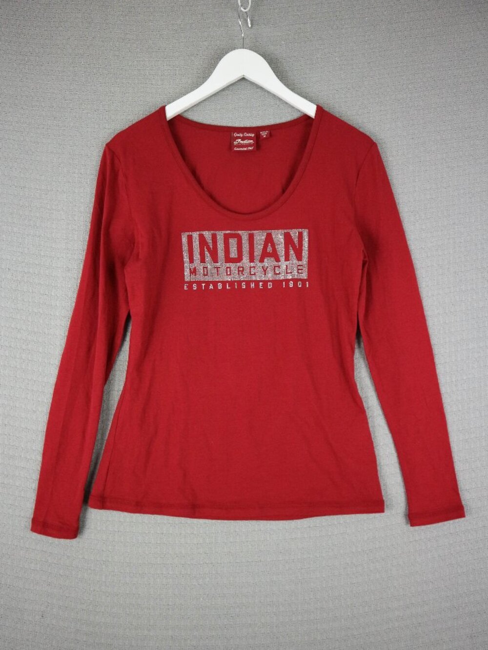 Indian Motorcycle Red Cotton Longsleeve Shirt Womens Medium
